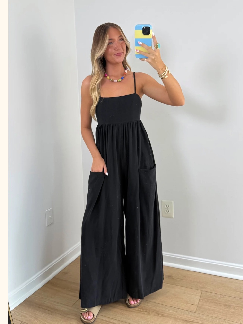 Things between Women’s Black Wide-Leg Strappy Jumpsuit